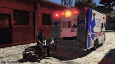 Man On Stretcher In Front Of Ambulance Emergency GIF