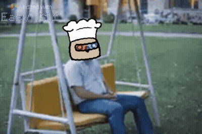 Man On Swing In Chef's Hat Saying Edited With Easy Oil GIF