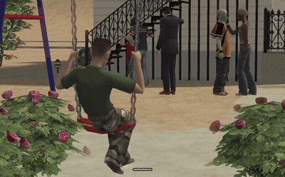 Man On Swing Woman Behind In Video Game GIF
