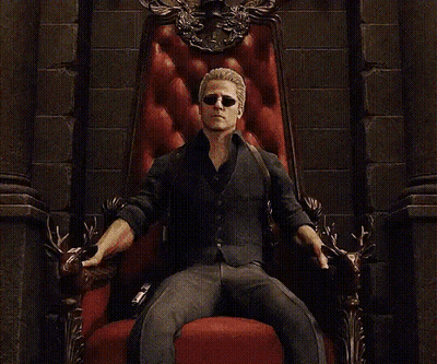 Man On Throne With Coat Of Arms Saying King GIF