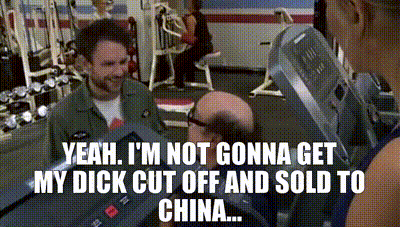 Man On Treadmill Says Yeah I'm Not Gonna Get My Dick Out Off And Sold To China GIF