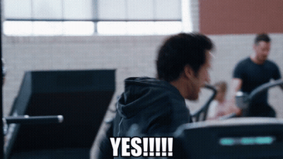 Man On Treadmill Says Yes GIF