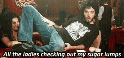 Man On Woman's Lap All The Ladies Checking Out My Sugar Lumps GIF