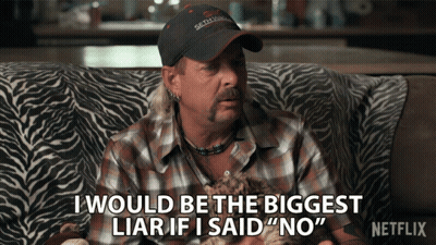Man On Zebra Print Couch Says I Would Be The Biggest Liar If I Said No GIF