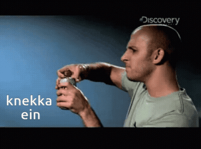 Man Opening Can With Discovery GIF