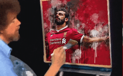 Man Painting Man In Red Standard Chartered Shirt GIF