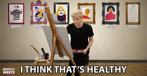 Man Painting On Easel Saying I Think That's Healthy GIF