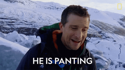 Man Panting In Front Of Snow Covered Mountain GIF
