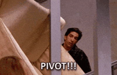Man Peeking Behind Railing Says Pivot GIF