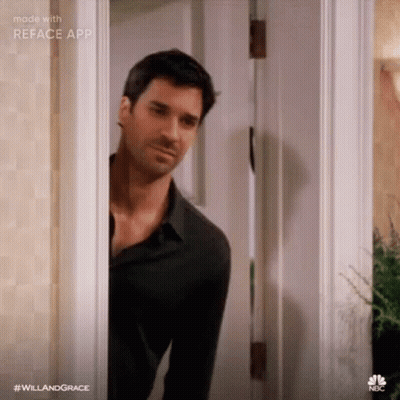 Man Peeking From Behind Door GIF