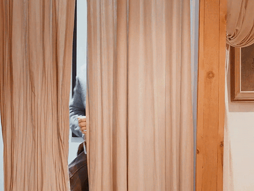Man Peeking Through Curtain Saying I'm Gay GIF
