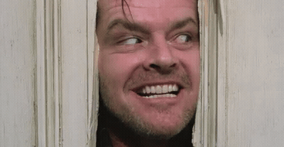 Man Peeking Through Door With Mouth Open GIF