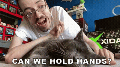 Man Petting Cat Saying Can We Hold Hands GIF