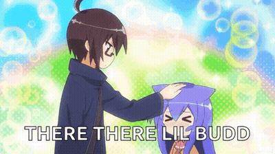 Man Petting Girl's Head Saying There There Lil Budd GIF
