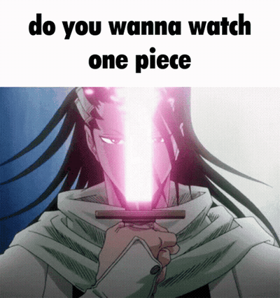 Man Pink Lightsaber Asks Do You Wanna Watch One Piece GIF