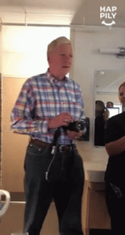 Man Plaid Shirt Holding Camera Had Pily Mirror GIF