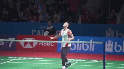 Man Playing Badminton With HSBC Ad GIF