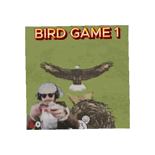 Man Playing Bird Game With Eagle Sticker
