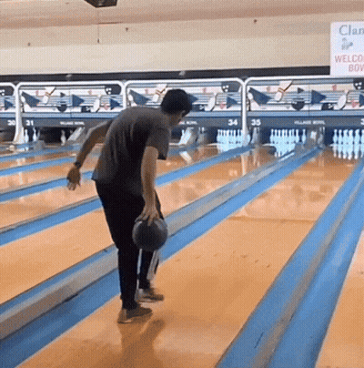 Man Playing Bowling With Clan Bowling Sign GIF