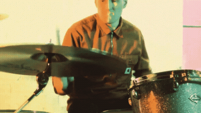Man Playing Drum Set With Cymbal Saying A GIF