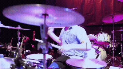 Man Playing Drum Set With Evans Cymbal GIF