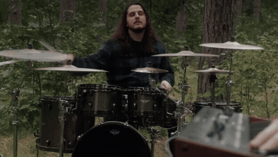 Man Playing Drum Set With Remo Head GIF