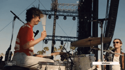 Man Playing Drum Set With Wallows GIF
