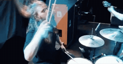 Man Playing Drums In Front Of Sabian Drum Set GIF