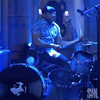 Man Playing Drums With SNL Logo GIF