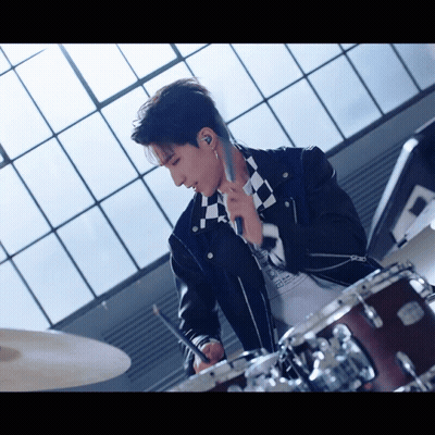Man Playing Drums With Yamaha Drum Set GIF