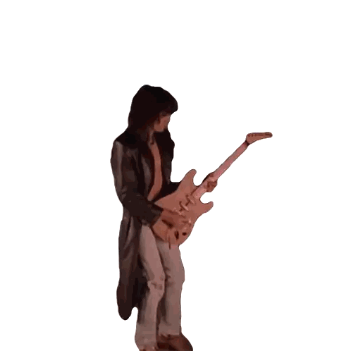 Man Playing Electric Guitar With H Sticker