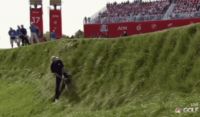 Man Playing Golf Near Aon Sign GIF