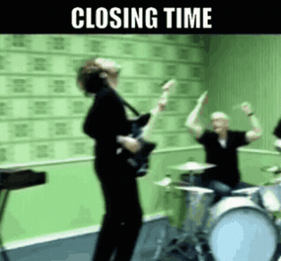 Man Playing Guitar And Drums Closing Time GIF