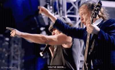 Man Playing Guitar, Another Singing Into Microphone, Man Pointing GIF
