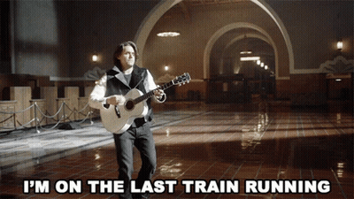 Man Playing Guitar I'm On The Last Train Running GIF