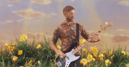 Man Playing Guitar In Flower Field GIF