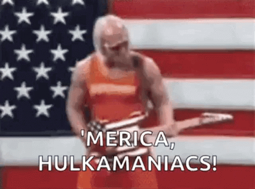 Man Playing Guitar In Front Of American Flag GIF