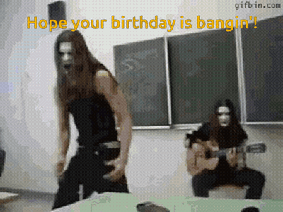 Man Playing Guitar In Front Of Blackboard Saying Hope Your Birthday Is Bangin GIF
