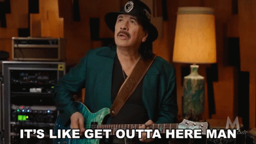 Man Playing Guitar Saying Get Outta Here GIF