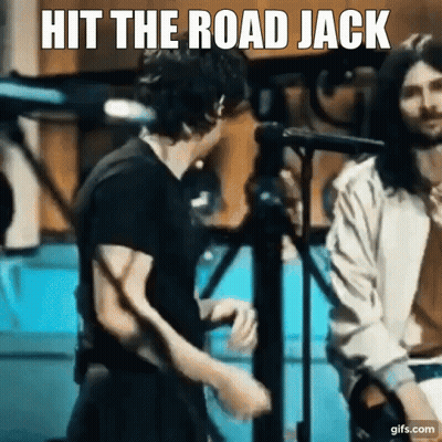 Man Playing Guitar Saying Hit The Road Jack GIF