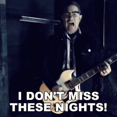 Man Playing Guitar Saying I Don't Miss These Nights GIF