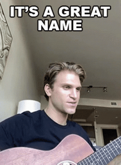 Man Playing Guitar Saying It's A Great Name GIF