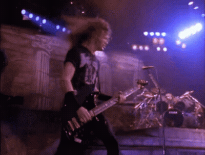 Man Playing Guitar Singing In Metallica Shirt GIF