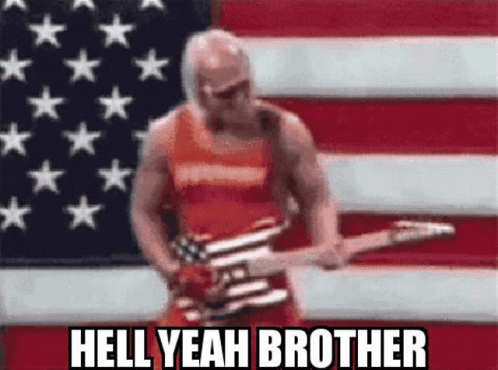 Man Playing Guitar With American Flag Hell Yeah Brother GIF