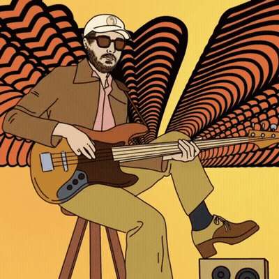 Man Playing Guitar With Optical Illusion GIF
