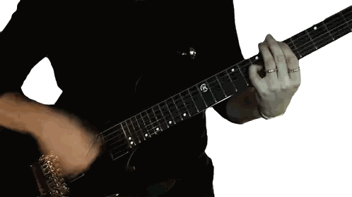 Man Playing Guitar With R On Neck Sticker