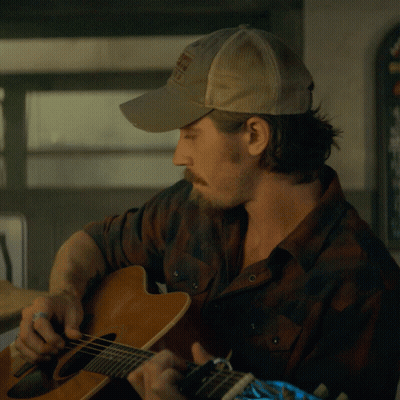 Man Playing Guitar With Texas Rangers Hat GIF