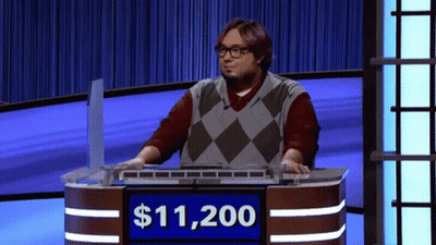 Man Playing Jeopardy For $41,200 Prize GIF