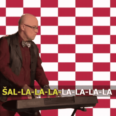 Man Playing Keyboard Saying Cal-La-La-La-La-La-La-La GIF