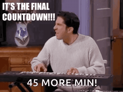 Man Playing Keyboard Saying It's The Final Countdown 45 More Min GIF